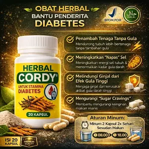 Herbal Cordy Obat Herbal Untuk Stamina Diabetes 20 Kapsul BPOM POM Meningkatkan Energi Sel & Melindungi Ginjal