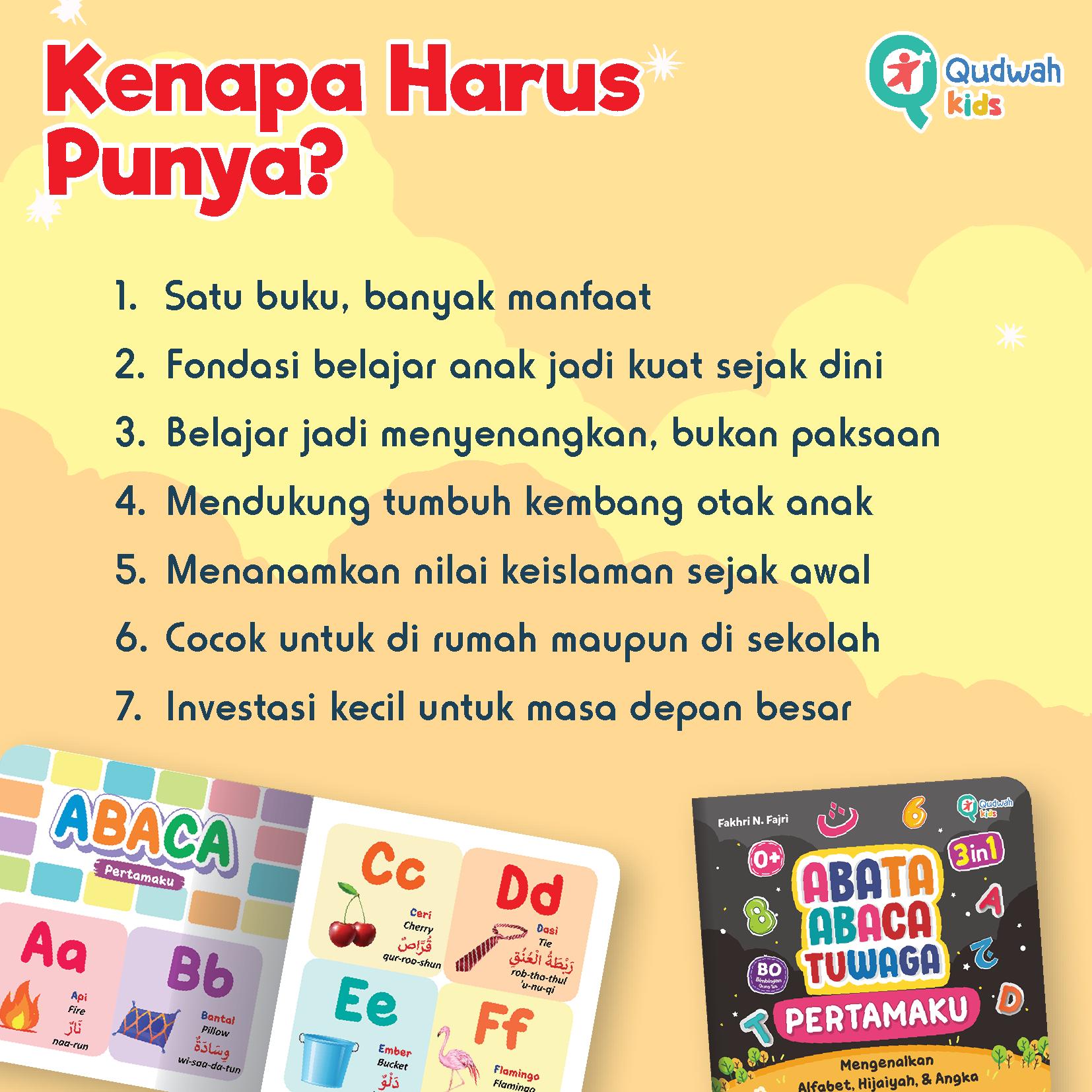 3in1 ABATA ABACA TUWAGA EKONOMIS FULL COLOUR || Pengenalan Kosakata Dasar Huruf, Angka dan Hijaiyah || buku aktivitas anak paud
