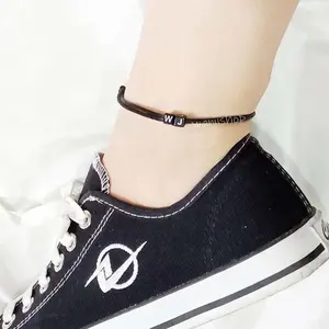 gelang kaki simple inisial bahan tali korea 1 mm tahan air