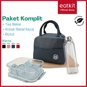 Eatkit Kotak Makan Kaca Tahan Panas｜Bisa Microwave｜Dengan Sekat｜Penyimpanan Makanan