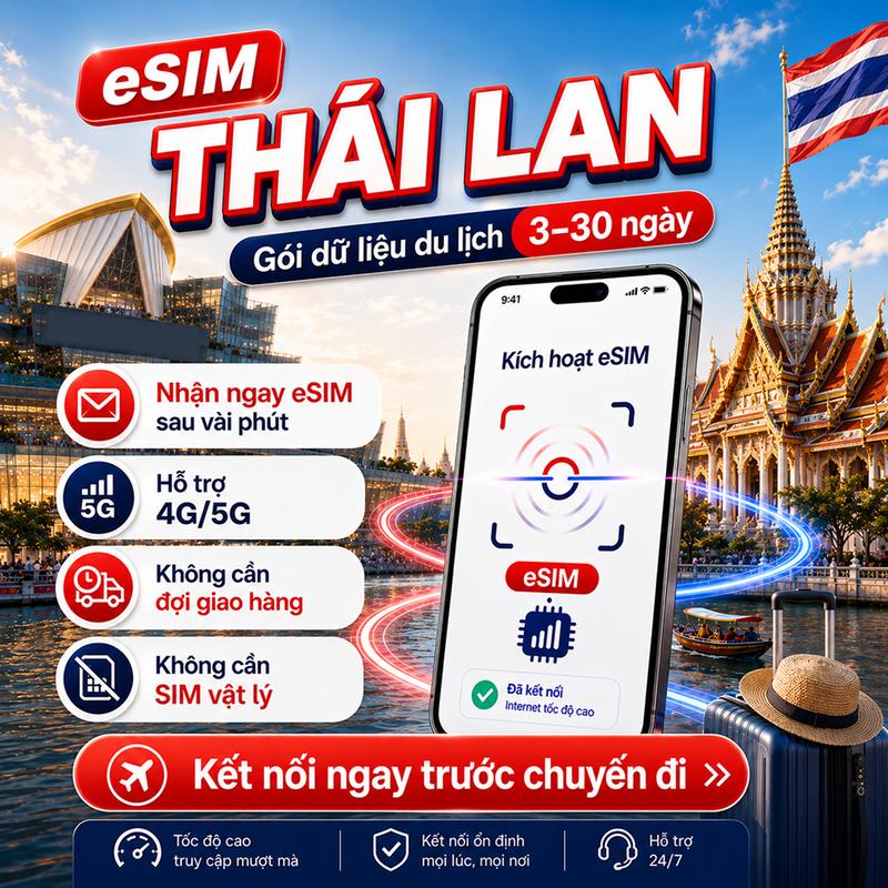 SIM Thái Lan 4G/5G Tốc Độ Cao - Dung Lượng 0.6GB đến Không Giới Hạn – 3-30…