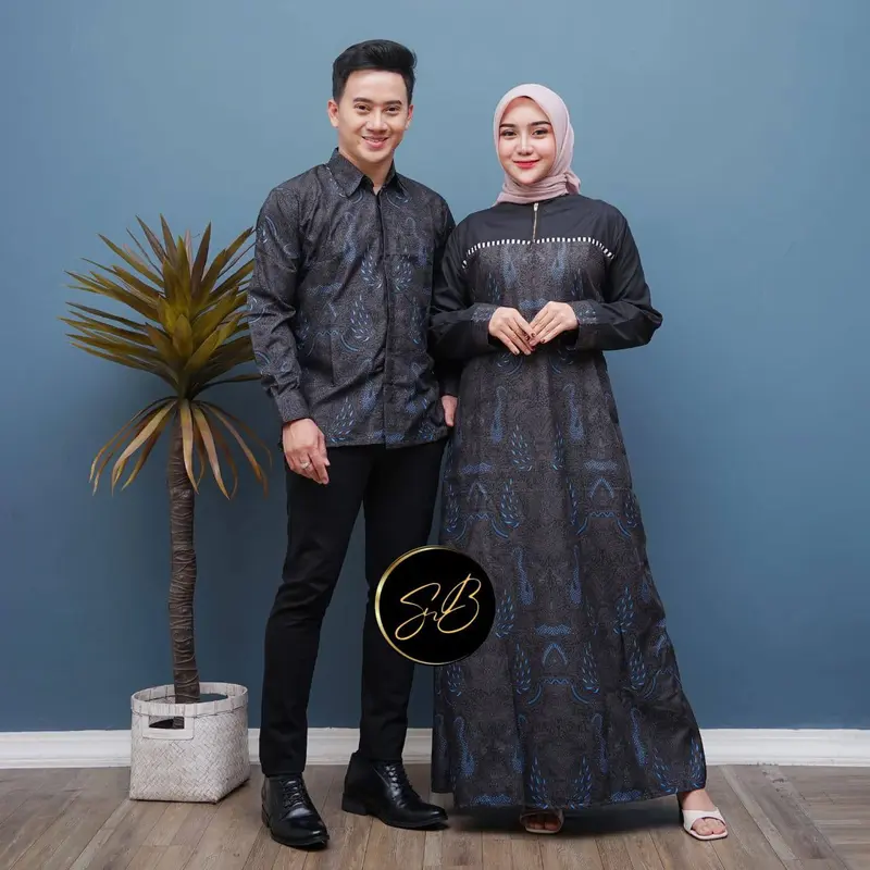 batik couple sarimbit Wanita Pasangan Baju Dress Keluarga Seragam Dewasa 0