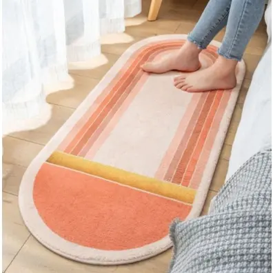 TOKOMUDA Karpet Bulu kamar Keset Cashmere Aesthetic Anti slip 120x50cm Motif Unik Keset Kamar Ruang 6