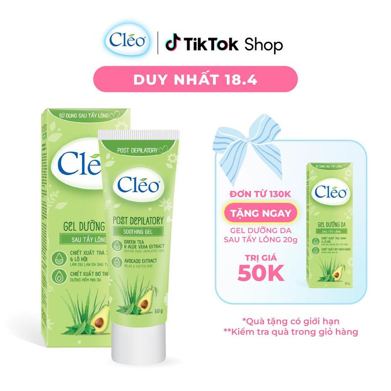[ĐƠN 130K TẶNG GEL DƯỠNG] Gel dưỡng da sau tẩy lông Cléo 50g chiết xuất lá trà xanh thiên nhiên, bơ tươi dưỡng da mịn màn, ẩm mượt