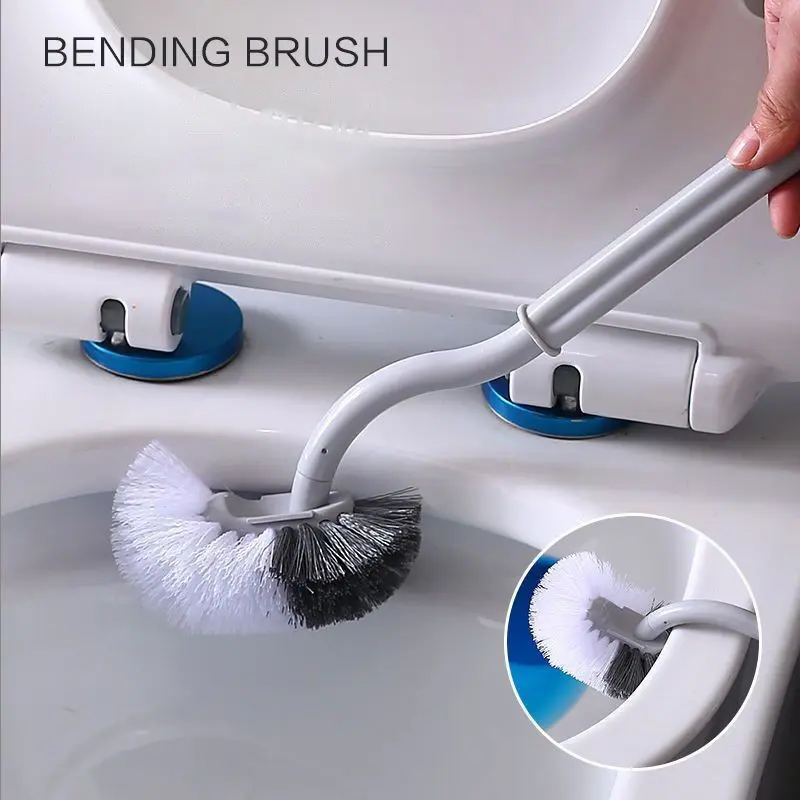 Bàn Chải Nhà Vệ Sinh, 1 Cái, Gia Dụng, Gắn Tường, Thiết Kế Góc Chết Không, Tay Cầm Cong Và Dài, Bàn Chải Làm Sạch Phòng Tắm, Bàn Chải Nhà Vệ Sinh Lông Mềm