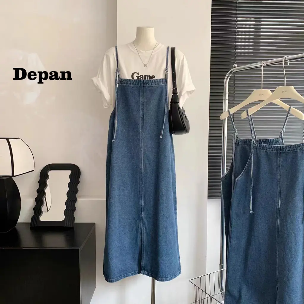 Dress jeans denim Knitwear Wanita Atasan Outer Panjang Baju Motif Crop Tebal Katun Casual Kardigan Jaket Bunga Sweater