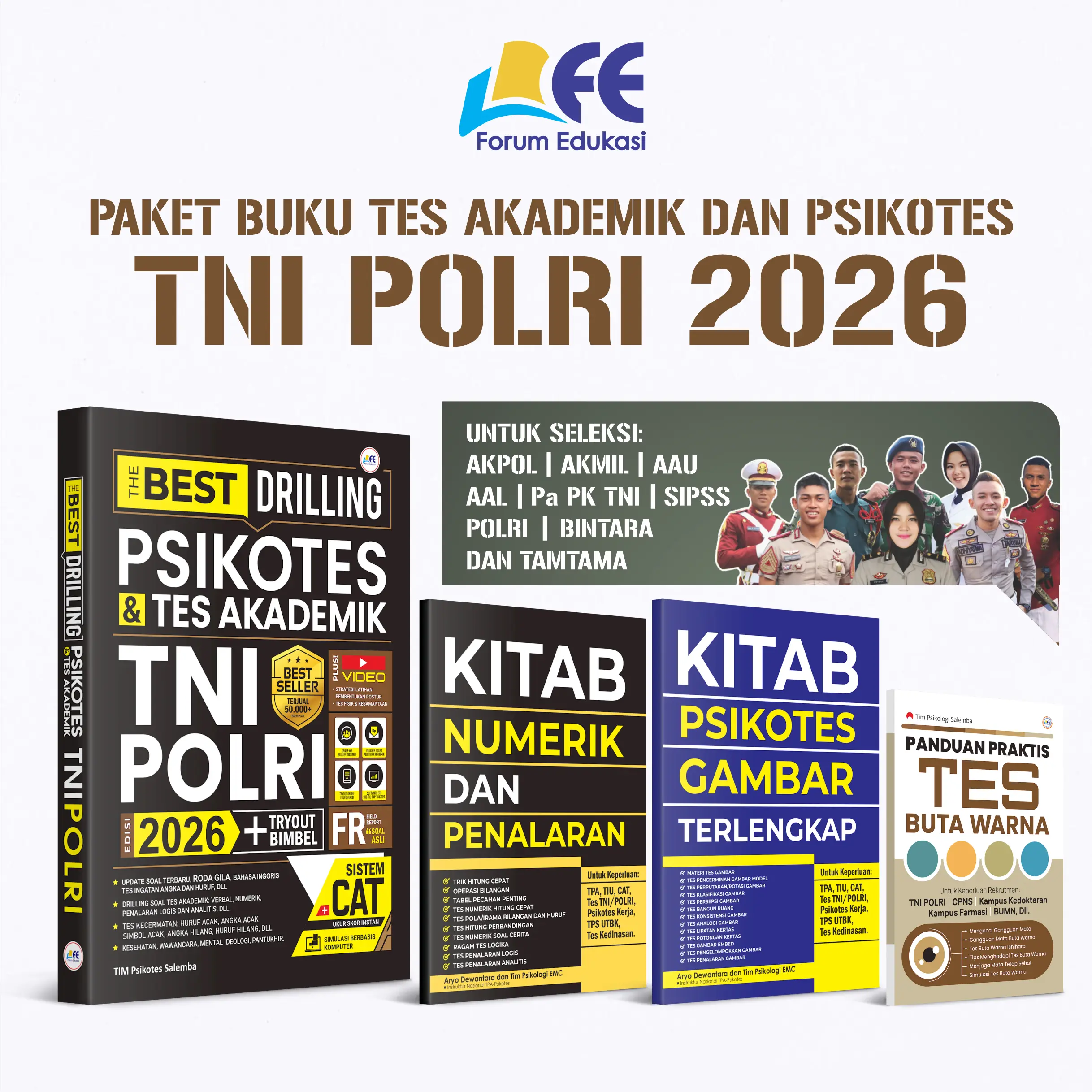 [READY STOCK] BUKU THE BEST DRILLING PSIKOTES & TES AKADEMIK TNI POLRI 2026 [TERBARU]