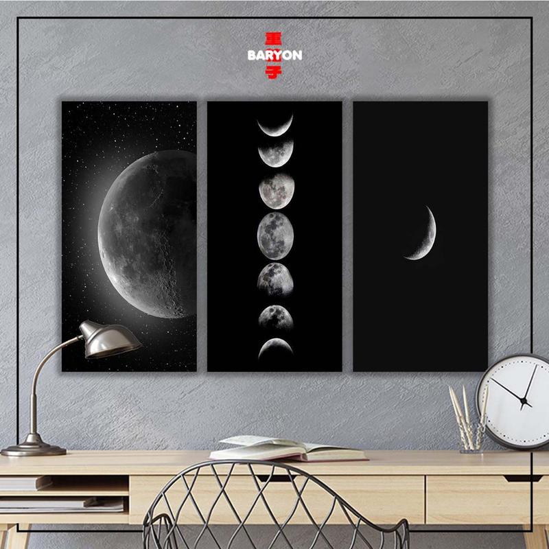 BARYON Wall Decor  Hiasan Dinding MOON  Dekorasi Rumah Poster Kayu 15 x 30 1