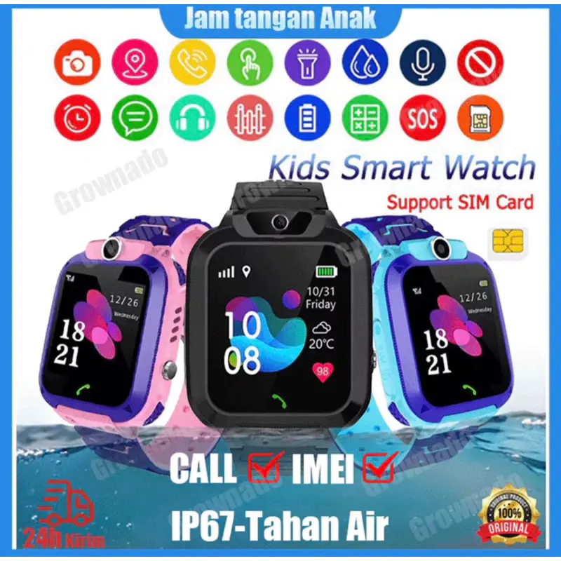 Imo Anti Air IP67 Jam tangan anak telepon - anak Gps Digital Smartwatch anak Waterproof Kids Smart Watch…