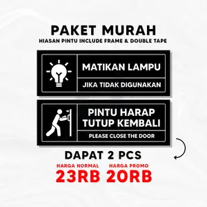 Decorin - Hiasan Dinding Pintu Satu Paket Isi 2 Pcs Ukuran 10x30 Cm Include Frame & Double Tape - HW PAKET MURAH