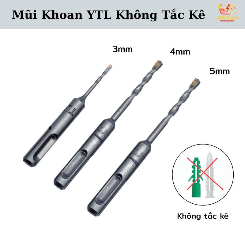 Mũi Khoan Bê Tông YTL Kích Thước 3mm 4mm 5mm Dài 110mm Chuôi SDS Mũi Khoan Không Tắc Kê