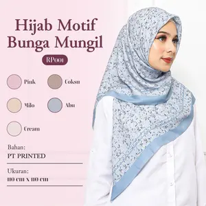 HIJAB SEGI EMPAT MOTIF BUNGA FLORA DAN MOTIF BUNGA KLASIK  - RP001-08