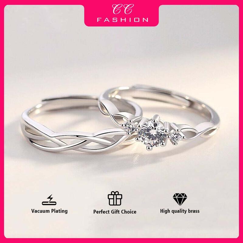 2 (pcs) Couple Ring Non Fading Adjustable Opening Ring - TikTok Shop ...