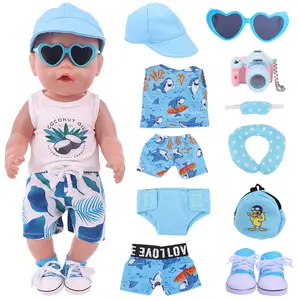 Reborn Doll Clothes Shoes Blue Accessories Set Fit 43cm Baby Born