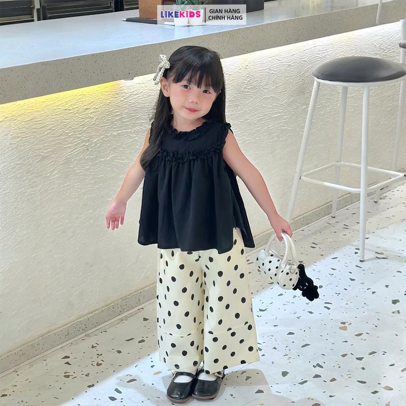 SET quần áo cho bé gái hoạ tiết CHẤM BI LikeKids E74