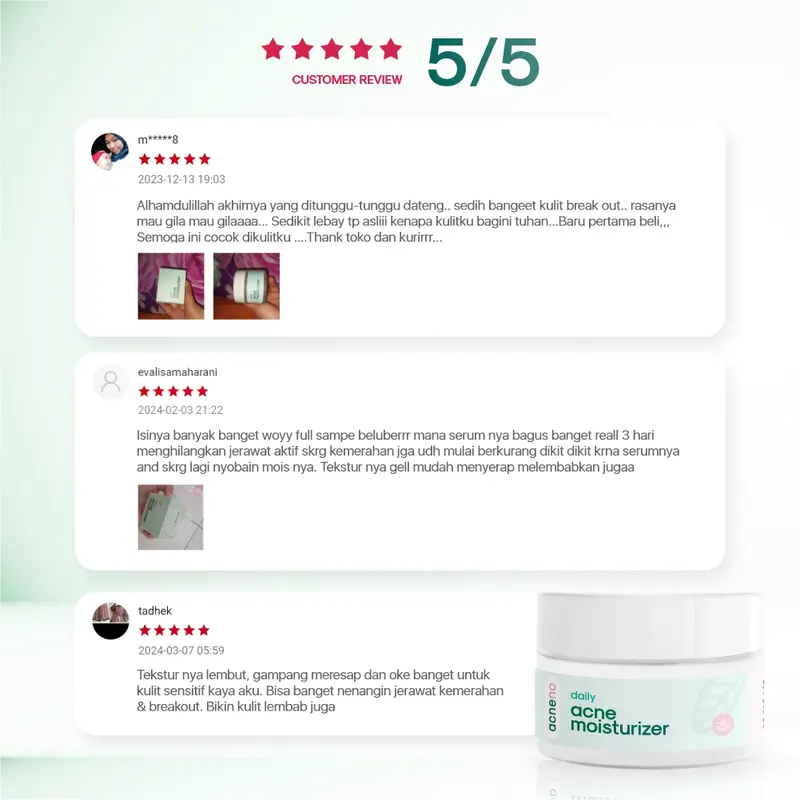 Daily Acne Moisturizer - Acneno isi 50gr | Memperbaiki Skin Barrier Kulit | Membantu Wajah Lebih Terhidrasi Kandungan Panthenol Aman Untuk Bumil & Busui | BPOM Original 5