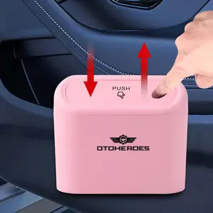 OTDHEROES Tempat Sampah Mobil Trash Bin Pressing Type Material Plastik ABS dengan Desain Push untuk Kebutuhan Harian Anda Warna Pink