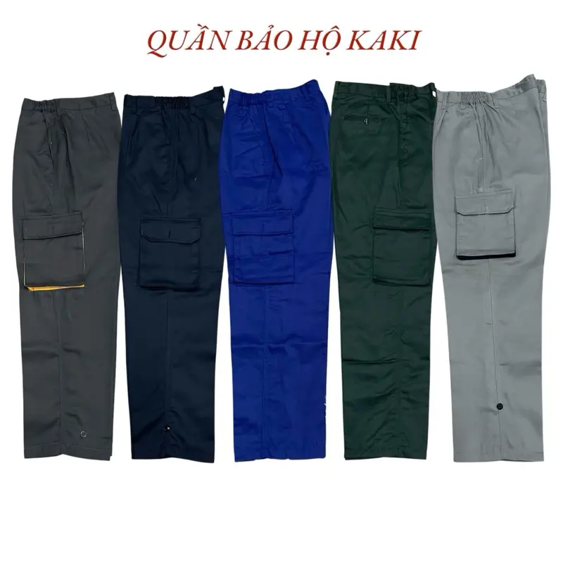 Quần bảo hộ lao động Nam,vải kaki, Có Túi hộp,Dáng xuông,Cạp chun,thoải mái khi mặc 0