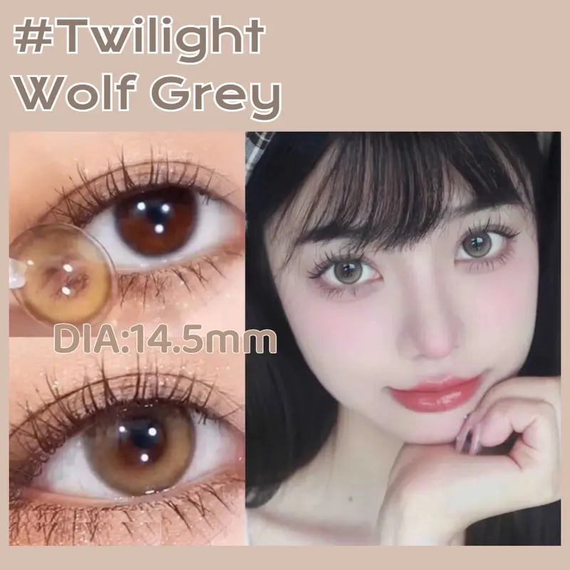 Twilight Seri Wolf Grey Golden Hazel Moonstone 14.2/14.5mm [minus0-6.00] Gray Brown Contact lens Soflen Lensa Softlen 1