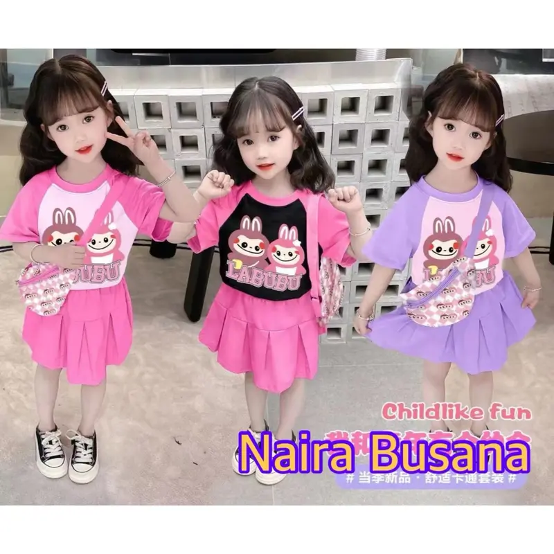 Setelan Labubu Rok & Hotpant //  Set Kuromi Bonus Tas // Set Celana Cargo Anak Perempuan Fashion 5