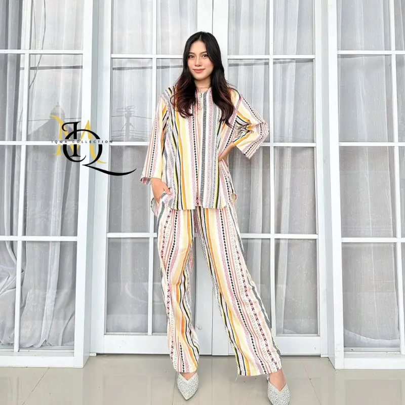 IQMA Collection - IRMA Set Rayon Adem Setelan Baju Wanita Kekinian Busui Lembut Simple   Motif Panjang