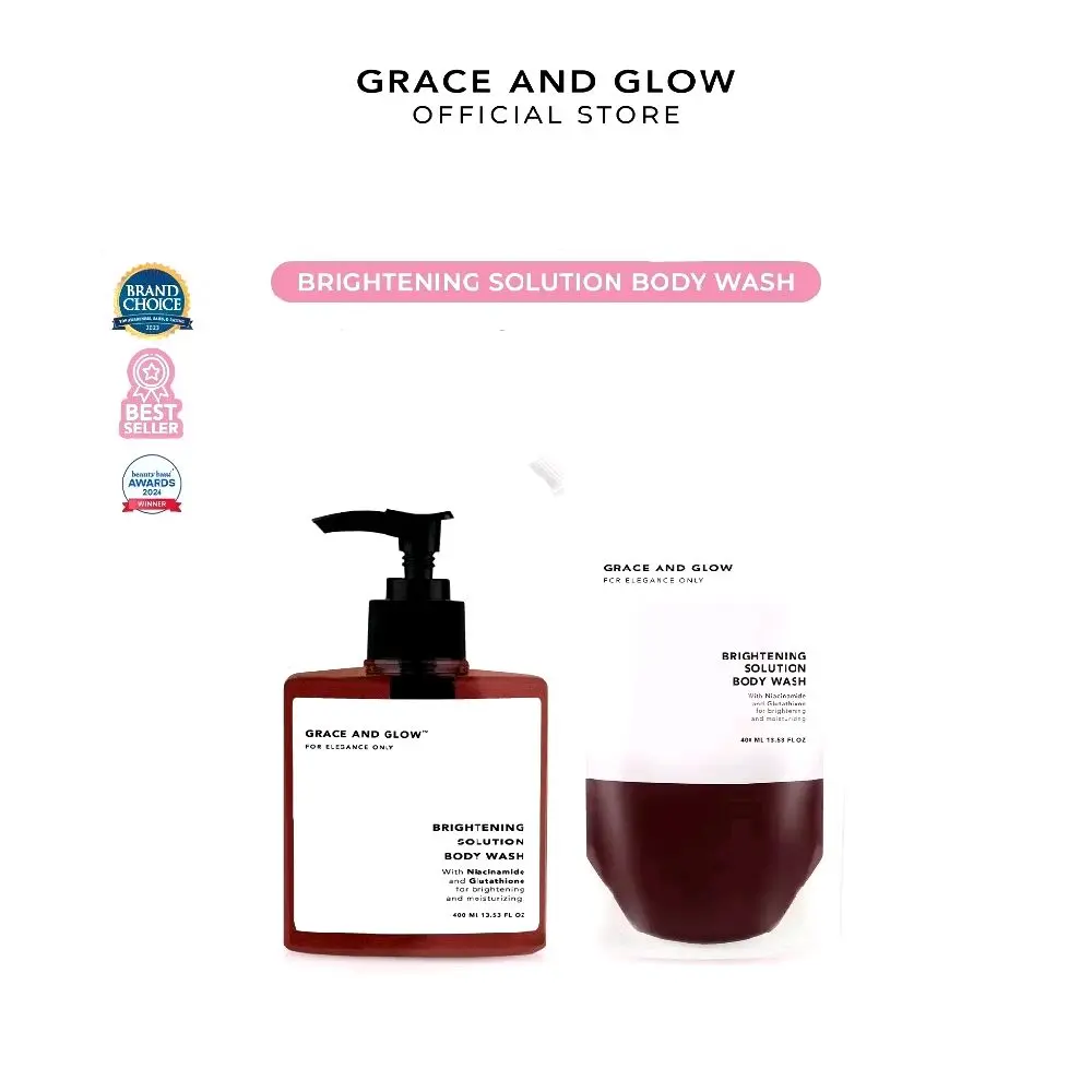 Grace and Glow GNG Brightening Body Wash Full Size Refill 400 ml Sabun Mandi Cair Mencerahkan Badan Perawatan Pencerah Soap Hand Tangan Wangi Membersihkan Tubuh Lotion Liquid