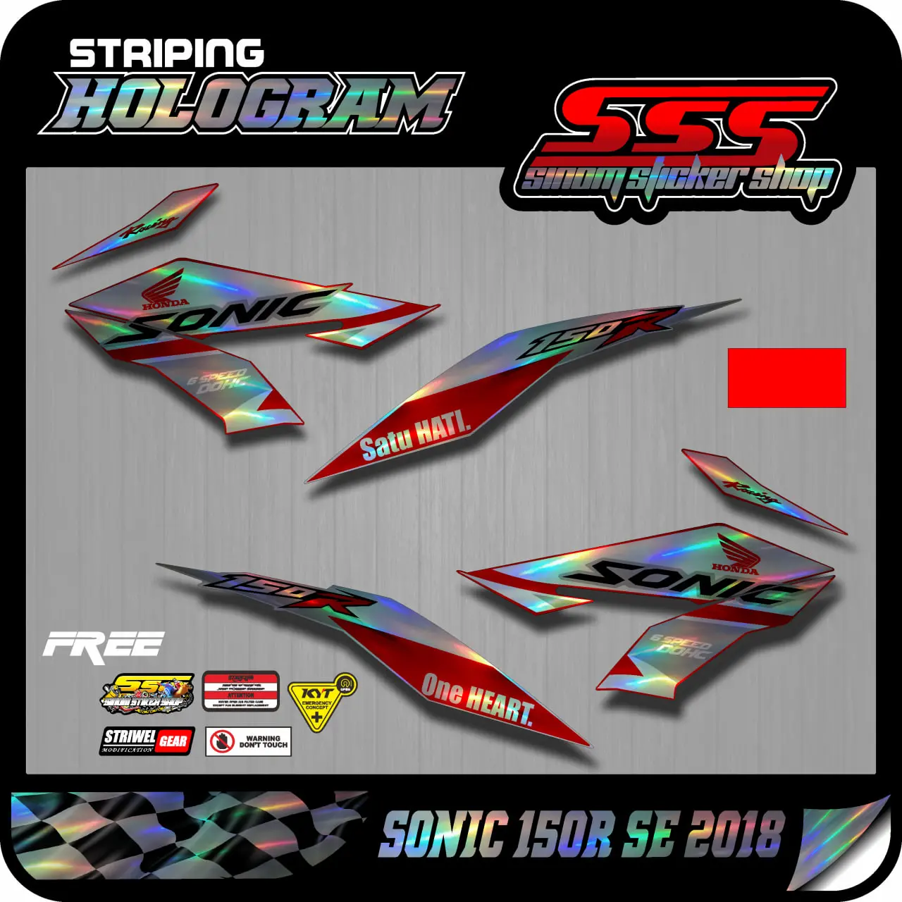 Stiker Striping Ori Hologram Sonic 150R 2018 SE List Motor Sonic 150