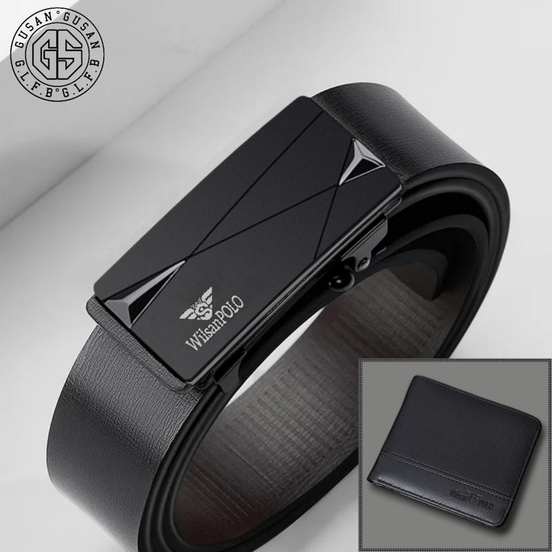  Tặng Ví - Thắt lưng da nam WilsanPOLO cao cấp TL002.VI dây nịt nam da mịn bản 3.3cm mặt hợp kim khóa tự động. 