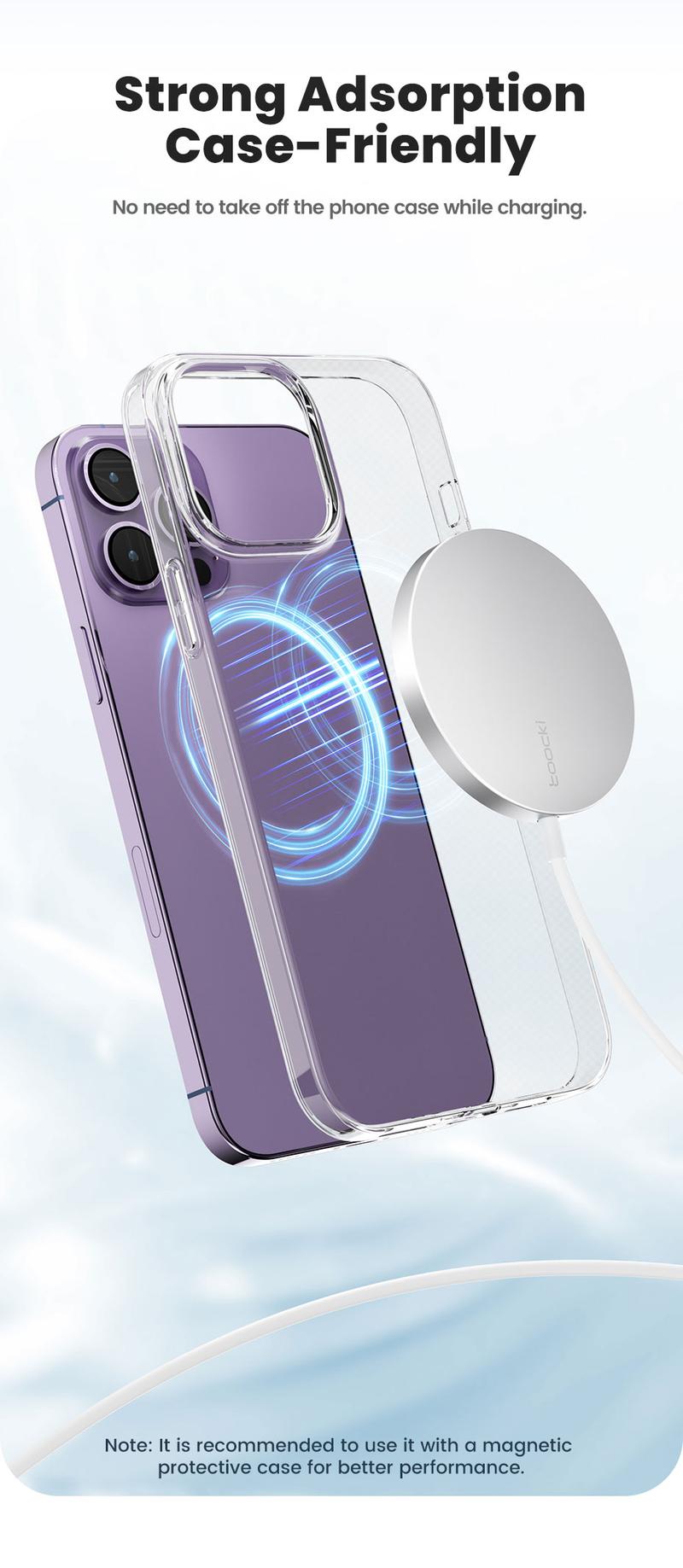 Product Introduction of Toocki 15W Magnetic Wireless Charger For iPhone 14 QI Fast Wireless Charging Pad For iPhone 13 12 Ultra Thin 5.5mm Phone Charger 4