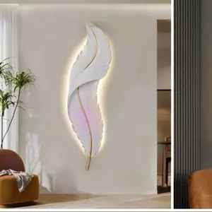 Hiasan dingding Motif bulu angsa +lampu LED