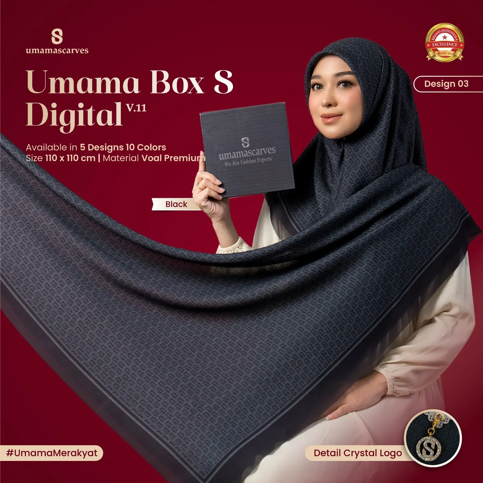 BOX UMAMA DIGITAL SCARVES MOTIF BY UMAMA SCARF,Jilbab Voal Motif Umama 110X110 Part 2