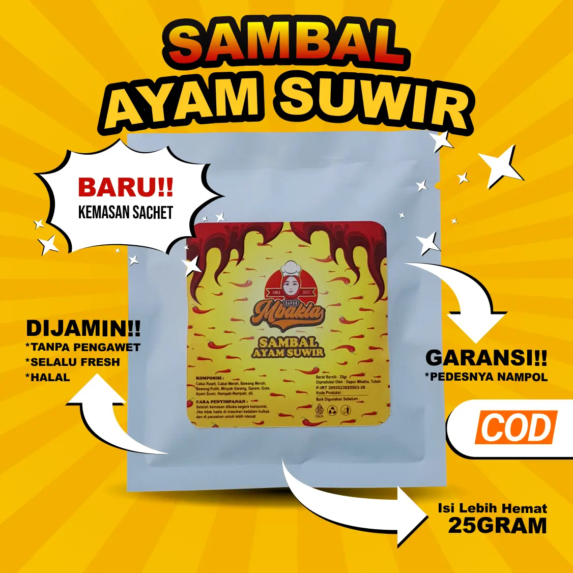 Dapur Mbakla Sambal Sachet - Sambal Ayam Suwir Saset