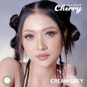 [COD] Full Color Cherry Softlens Cream Grey - Diameter 14.5mm, Kadar Air 43%, BC 8.6mm, Softlens Minus & Normal untuk Penampilan Alami Menawan - Eye