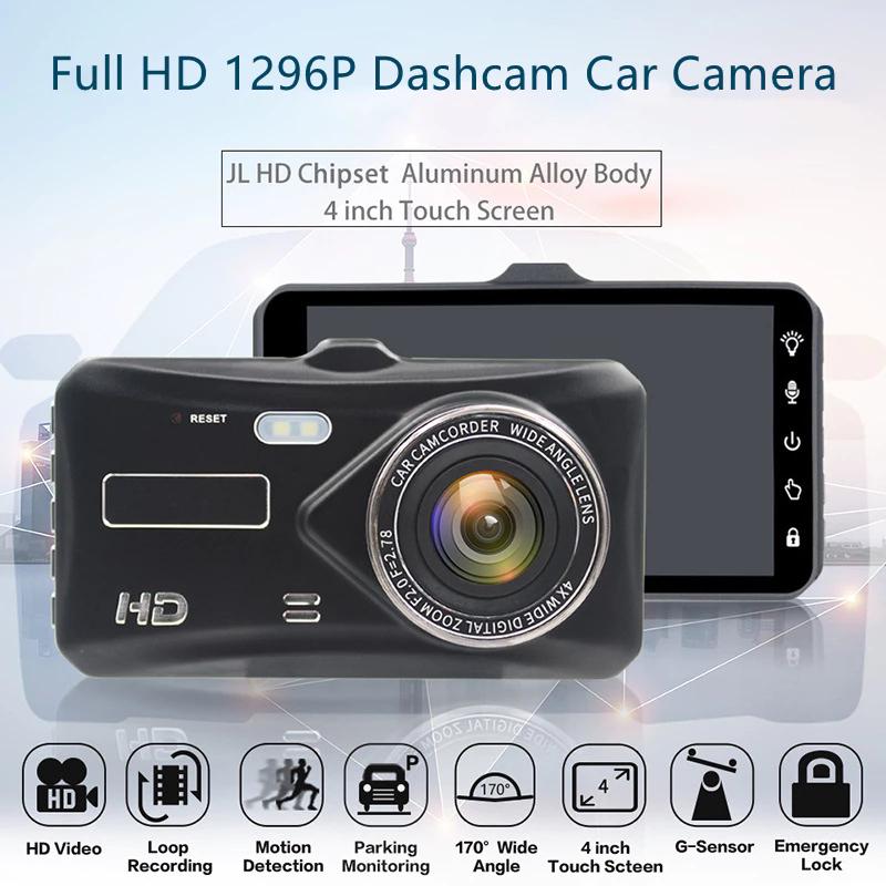 Driving recorder dual camera HD, ultra clear car recorder  wide-angle night vision device, with reverse view, G sensor 4-inch IPS touch screen recorder 6