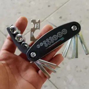 TaffSPORT Kunci Lipat Obeng Set Sepeda Multifungsi 16 In 1 EDC Wrench Repair Multitool - LS - 16 - Black