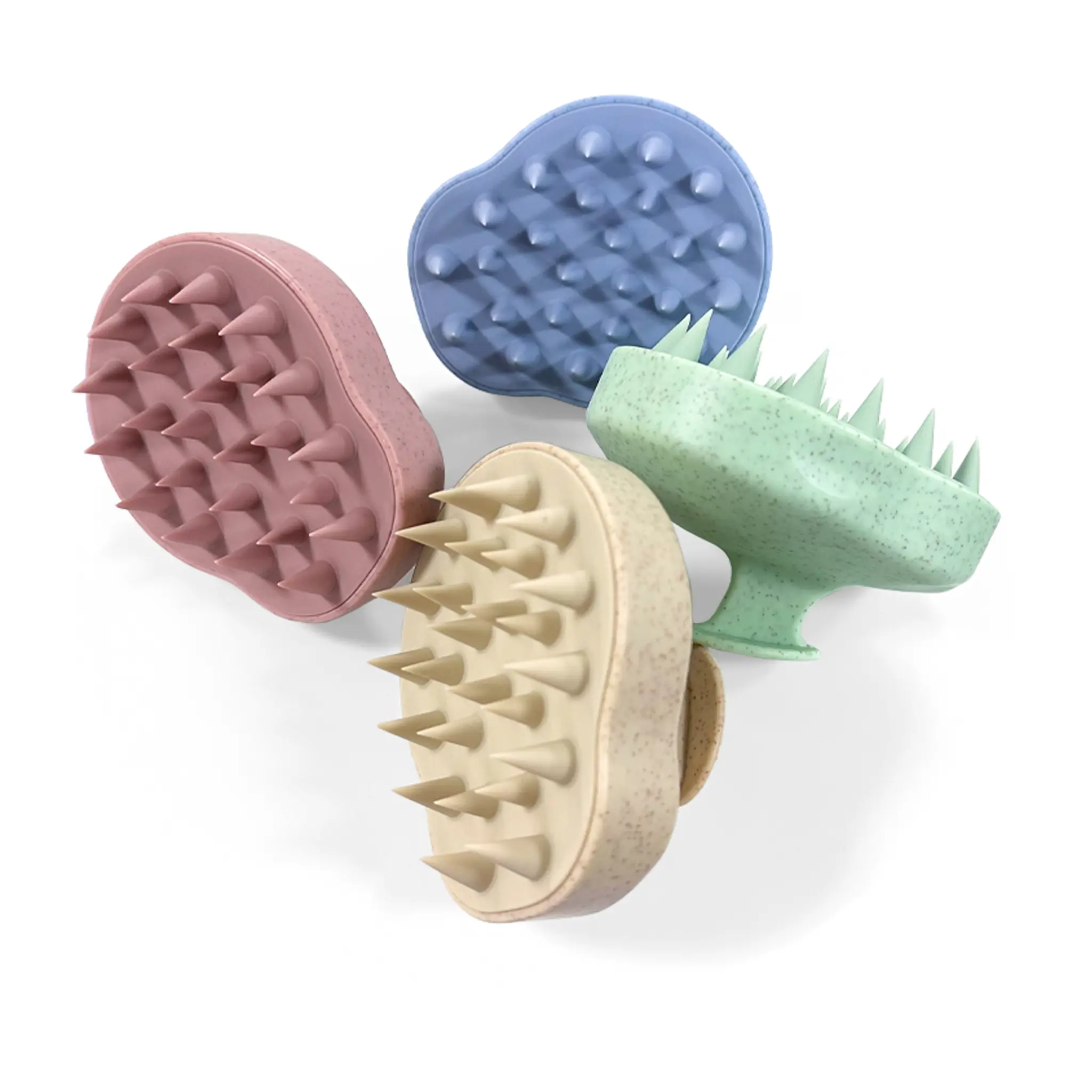 Wheat Straw Hair Scalp Massager Shampoo Brush with Silicone Bristles for Scalp Scrub and Hair Growth, Head Massager Scalp Scrubber Exfoliator Dandruff Comb for Scalp & Hair Care scalp  comb