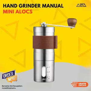 ALOCS Hand Grinder Coffee Bean Manual Mini ALOCS Alat Giling Biji Kopi Stainless Steel & Pisau Porselen untuk Rasa Kopi Berbeda