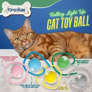 Rolling Light Up Cat Toy Ball – Bola Mainan Kucing dengan Lampu & Gerak Otomatis