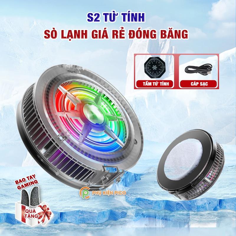 Quạt tản nhiệt điện thoại sò lạnh từ tính S2 dùng cho điện thoại Iphone Xiaomi Samsung quạt siêu nhẹ đóng băng full mặt