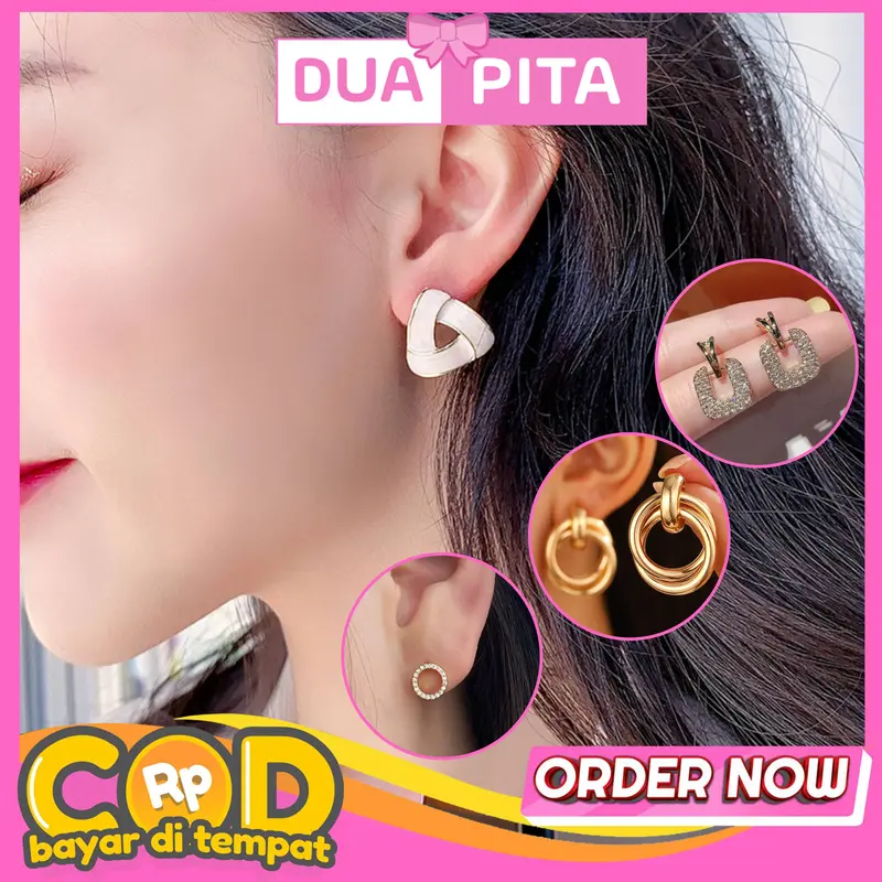 JR16 Anting Wanita Model Korea Bentuk Kotak Segitiga Untuk Wanita Fashion Aksesoris Earrings 0