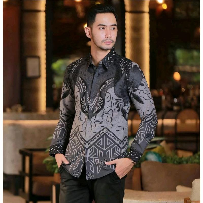 KEMEJA BATIK PRIA FORMAL LENGAN PANJANG MOTIF AYAM UKURAN M L XL XXL 6