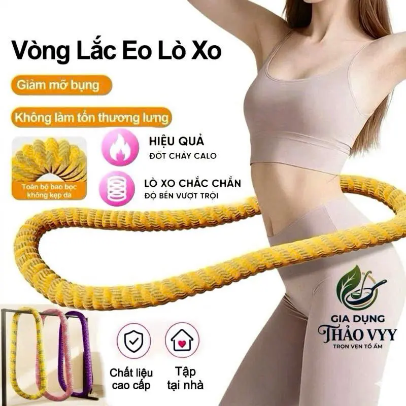 [ BẢN NÂNG CẤP] Vòng Lắc Eo 1,5Kg-2Kg-2,5Kg Lò Xo Siêu Bền, Eo Thon Săn Chắc Bọc Vải Dệt Kim Mềm Tập Tại Nhà, Tập Yoga, Tập Gym Tiện Lợi. GIAO MÀU NGẪU NHIÊN