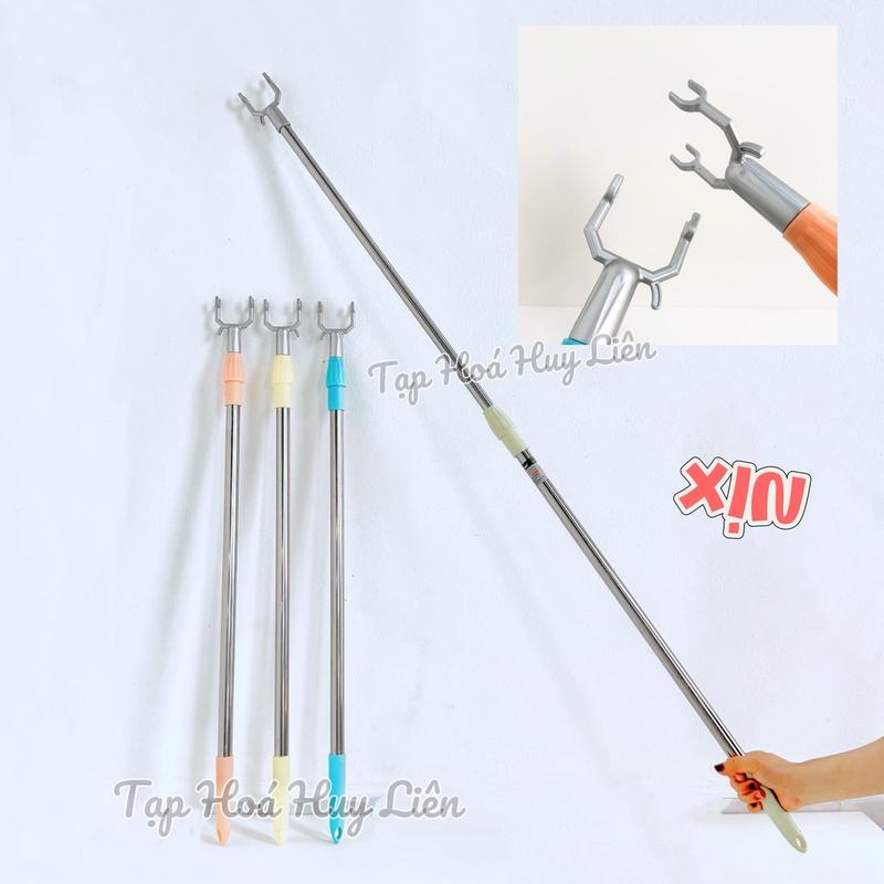 Cây Phơi Quần Áo Rút Gọn Inox 140CM Cây Lấy Đồ Trên Cao Có Thể Kéo Dài Rút Ngắn