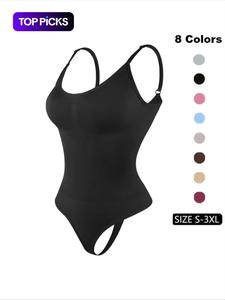 女性の固体調節可能なストラップの背中の開いたShapewearのBodysuit、毎日の摩耗のためのカジュアルで快適な継ぎ目が無いおなかの制御バットの持ち上がるBodysuit、すべての季節のための女性Shapewear