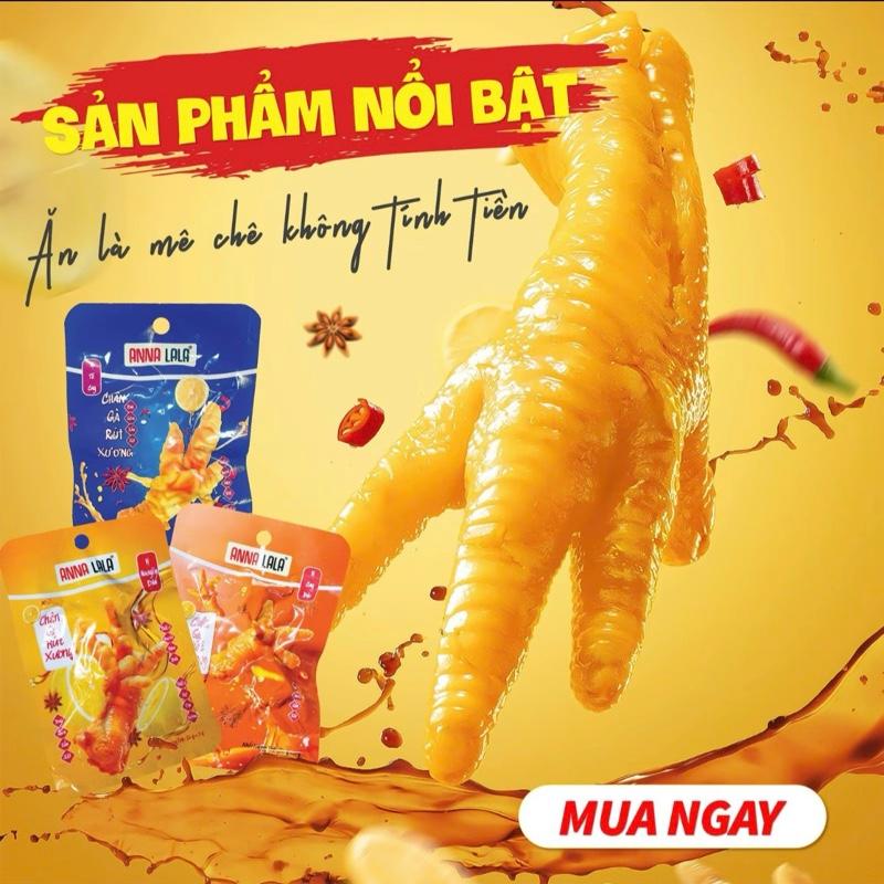  Combo 30 chân gà rút xương Anna Lala đậm vị 29g  vị cay dịu và không cay và cay nhiều  