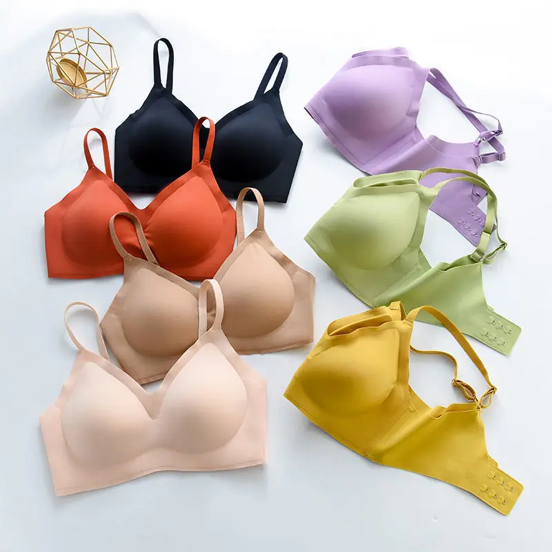 Seamless women's traceless bra fashion rimless bra underwear sexy push up bra 3 / 4 Cup underwear soft sexy bra Button Lady