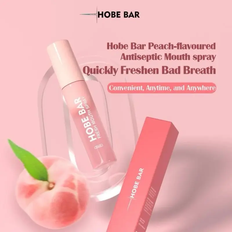 HOBE BAR Probiotic Oral Spray - Sugar-Free, Alcohol-Free, and Preservative-Free, Peach Mint Flavor for Fresh Breath (20 ml) hobe bar pewangi mulut semprot mouth spray parfum mulut Liquid