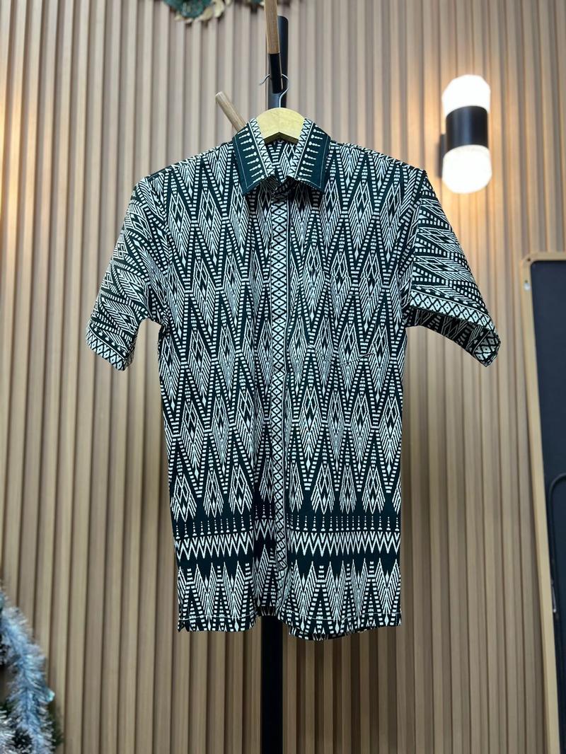 Product Introduction of ALTHREE Clothing - KEMEJA Green New Shirt Batik Pria Lengan Pendek 8