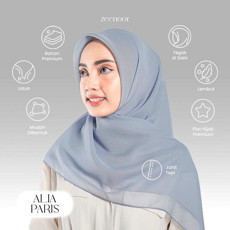 Zeenoor Paris Japan Premium Hijab - Kerudung Segi Empat Muted Rainbow Color by Cacil 5