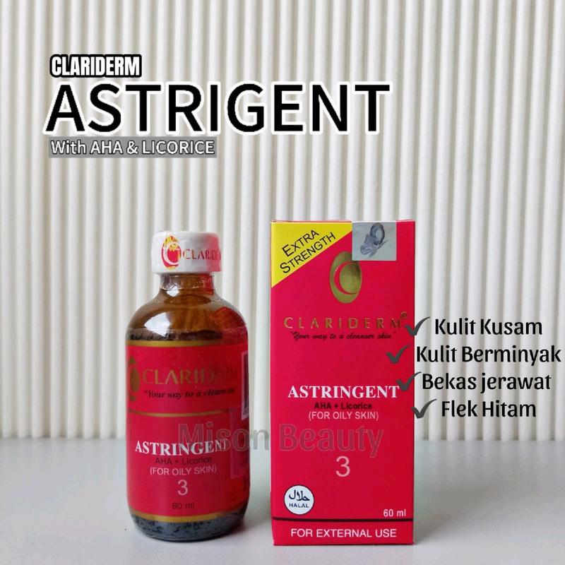 Toner Clariderm Astringent - Mencerahkan - Mengatasi Minyak Berlebih - Mengatasi Kulit Kusam - menghilangkan Bekas jerawat - Memgatasi Flek Hitam 0